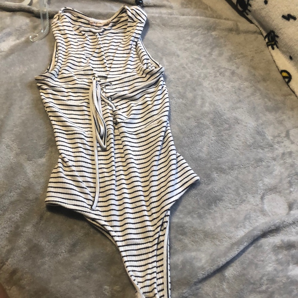 black n white striped one piece